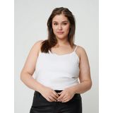 Zizzi - Spaghetti Top - Wit - Effen - V-hals - Mouwloos