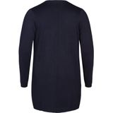 Zizzi - Vest - Blauw - Dames - Acrylmix - Openvallende Hals - Lange Mouwen