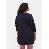 Zizzi - Vest - Blauw - Dames - Acrylmix - Openvallende Hals - Lange Mouwen