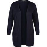 Zizzi - Vest - Blauw - Dames - Acrylmix - Openvallende Hals - Lange Mouwen