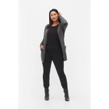 Zizzi - Gebreid Vest - Donkergrijs - Carrie