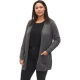 Zizzi - Gebreid Vest - Donkergrijs - Carrie