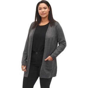 Zizzi - Gebreid Vest - Donkergrijs - Carrie