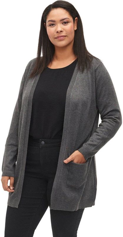 Zizzi - Gebreid Vest - Donkergrijs - Carrie