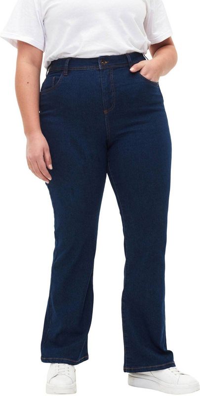 Zizzi - High Waist Bootcut Jeans - Donkerblauw - Denim