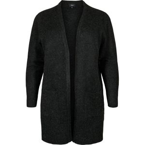 Zizzi - CASUNNY - Gebreid Vest - Met Openvallende Hals - Lange Mouwen