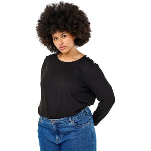 Zizzi - Pullover - Zwart - Dames - Ronde Hals - Lange Mouwen