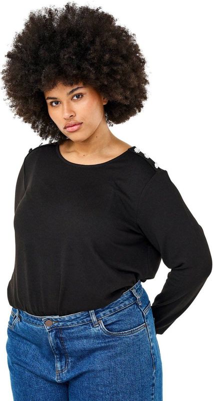 Zizzi - Pullover - Zwart - Dames - Ronde Hals - Lange Mouwen