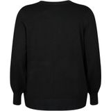 Zizzi - Vest - Zwart - Ronde Hals - Lange Mouwen - Knoopsluiting