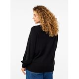 Zizzi - Vest - Zwart - Ronde Hals - Lange Mouwen - Knoopsluiting