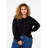 Zizzi - Vest - Zwart - Ronde Hals - Lange Mouwen - Knoopsluiting