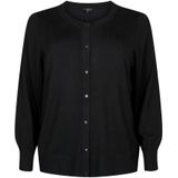 Zizzi - Vest - Zwart - Ronde Hals - Lange Mouwen - Knoopsluiting