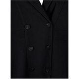 Zizzi - Jas - Zwart - Dames - Polyestermix - Reverskraag - Lange Mouwen