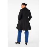 Zizzi - Jas - Zwart - Dames - Polyestermix - Reverskraag - Lange Mouwen