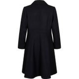 Zizzi - Jas - Zwart - Dames - Polyestermix - Reverskraag - Lange Mouwen