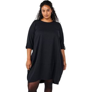 Zizzi - Zomerjurk - Zwart - 100% Katoen - Middellange Mouwen