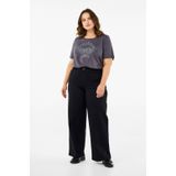 Zizzi - Jeans - Zwart - High Waist - Loosefit - Lang/maxi
