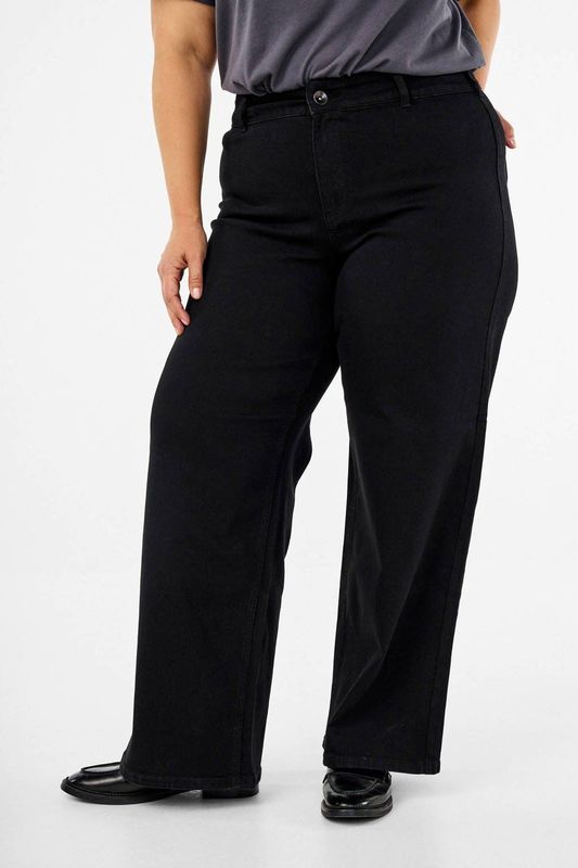 Zizzi - Jeans - Zwart - High Waist - Loosefit - Lang/maxi