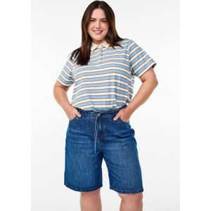 Zizzi - Korte Broek - Middelblauw - Regular Fit - 100% Katoen