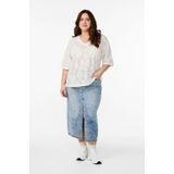 Zizzi - Blouse 'Hitta' - Ecru - Blouseshirt - Licht Transparant