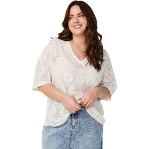 Zizzi - Blouse 'Hitta' - Ecru - Blouseshirt - Licht Transparant