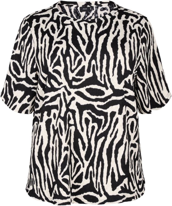 Zizzi - Blouse 'Talia' - Zwart/Wit - Blouseshirt