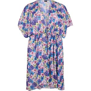 Swim by Zizzi Kimono 'CAHUSI'  azuur / groen / pruim / lichtroze