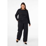 Zizzi - Glitter Top - Zwart - Polyester en Elastaan