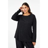 Zizzi - Glitter Top - Zwart - Polyester en Elastaan