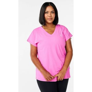 ACTIVE By Zizzi - Plus Size Sportshirt - Roze - V-hals - Korte Mouwen