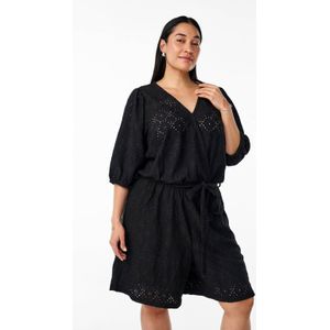 Zizzi - Broderie Playsuit - Zwart - Met Elastische Tailleband