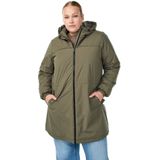 Zizzi - Parka - Kaki - Dames - Met Knoopsluiting en Reverskraag