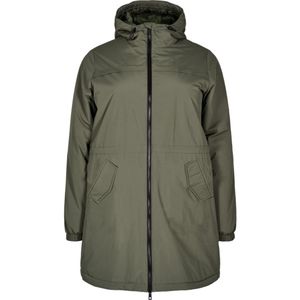 Zizzi - Parka - Kaki - Dames - Met Knoopsluiting en Reverskraag
