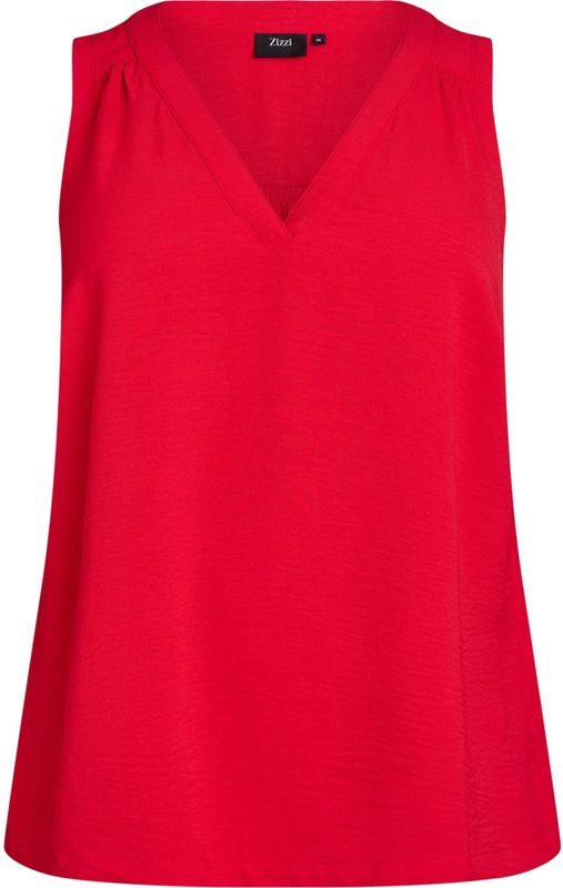 Zizzi - Mfikka - Top - Rood - V-hals - Mouwloos