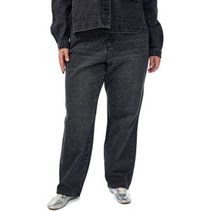 Zizzi - High Waist Wide Leg Jeans - Zwart - Denim