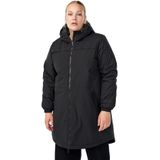 Zizzi - Parka - Zwart - Dames - Geschikt voor Winter - Met Knoopsluiting en Reverskraag