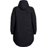 Zizzi - Parka - Zwart - Dames - Geschikt voor Winter - Met Knoopsluiting en Reverskraag