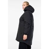 Zizzi - Parka - Zwart - Dames - Geschikt voor Winter - Met Knoopsluiting en Reverskraag