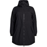 Zizzi - Parka - Zwart - Dames - Geschikt voor Winter - Met Knoopsluiting en Reverskraag