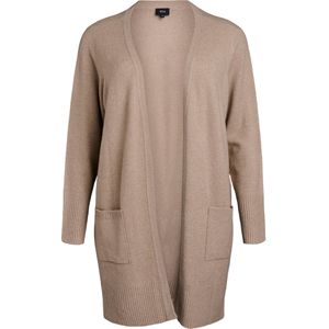 Zizzi - Casunny - Gebreid Vest - Donkerbeige - Losse Pasvorm
