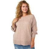 Zizzi - CAELLA - Gebreide Trui - Taupe - Lange Mouwen