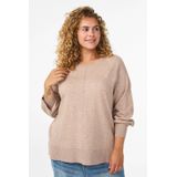 Zizzi - CAELLA - Gebreide Trui - Taupe - Lange Mouwen