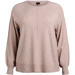 Zizzi - CAELLA - Gebreide Trui - Taupe - Lange Mouwen