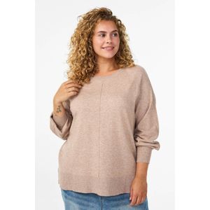 Zizzi - CAELLA - Gebreide Trui - Taupe - Raglanmouwen