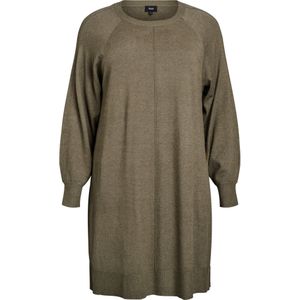 Zizzi - CAELLA - Gebreide Jurk - Olijfgroen - Knielengte