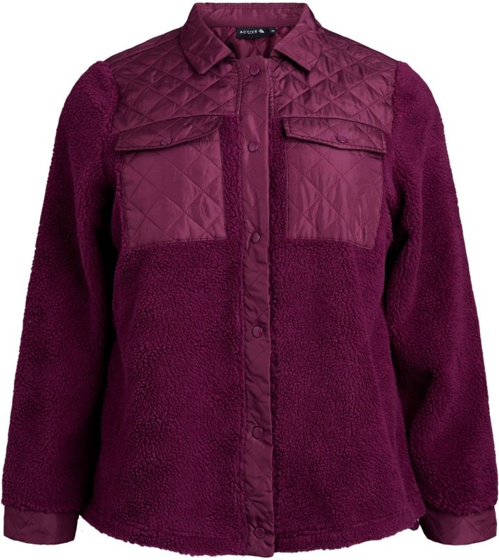 Active by Zizzi - AOPHELIA - Fleece Jas - Wijnrood - Losse Pasvorm
