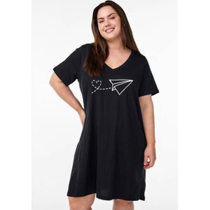 Zizzi - MALBA - Nachthemd - Zwart