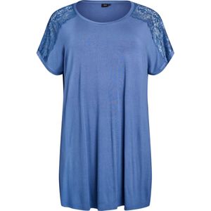 Zizzi - MHALI - Nachthemd - Blauw - Korte Mouwen