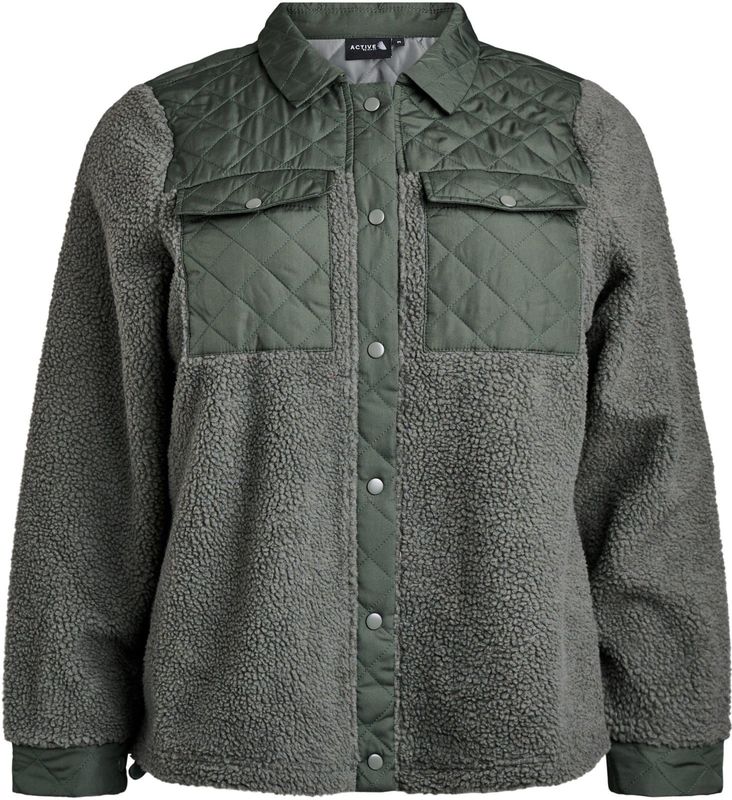 Active by Zizzi - AOPHELIA - Fleece Jas - Olijfgroen/Jade Groen - Losse Pasvorm