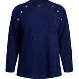 Zizzi - Sweater - Donkerblauw - Met Wol